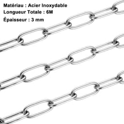 SnelShoppen - 3mm RVS Ketting 6 Meter - Sterke Link Chain van 304 Roestvrij Staal voor Hangen, Hond Leiding, Tuin, Kledinglijn, Meubel en Dagelijks Ge — thumbnail 5