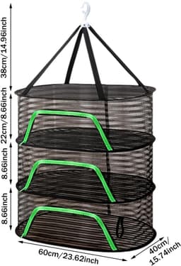 Droogmand - hangend model - herbruikbaar - ademend - droognet - geschikt voor het drogen van zaden, vis en groenten - 40*60 cm - zwart - 3 lagen — thumbnail 2