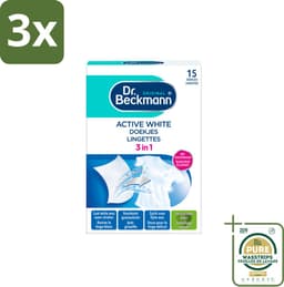 3 x Dr. Beckmann - Kleurverzorging - Active White - Witte Was - 15 Doekjes - Grootverpakking - Witwas - Grauwsluier Verwijderen - Witte Was Herstellen - Actieve Witmaker - Was Reinigen — thumbnail 1
