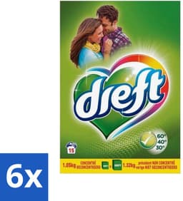6 x Dreft - Waspoeder - Witte en Gekleurde Was - Original - 15 Wasbeurten - Waspoeder - Wasmiddel - Kleurbescherming - Wasverzachter - Witwas — thumbnail 1