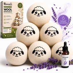Boncy® Drogerballen - 6 Stuks XXL Droogballen voor Wasdrogers - 100% Schapenwol Wasdrogerballen Inclusief Lavendel Olie - Energiebesparend & Duurzaam Cadeau - Wasballen voor Wasdroger Droogtrommel - Dryer Balls Wol Droger Ballen - Wasbol Wasbollen — thumbnail 1