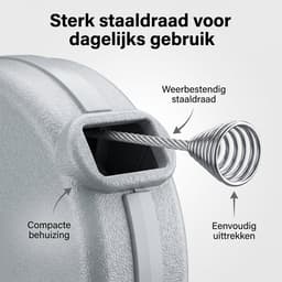 Ryoudavell - Intrekbare Waslijn - 15 Meter Lengte Buitenwaslijn Droogrek - Kleding Drogen - Weerbestendig Staaldraad - Lichtgrijs（Inclusief een houten klem） — thumbnail 2