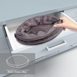 Grote Vouwbare Wasmand van Mesh, 42 Liter, Met Trekkoord voor Kleding en Speelgoed, Ideaal voor Reizen en Opbergen in Slaapkamer of Studentenhuis, Grijs — thumbnail 3