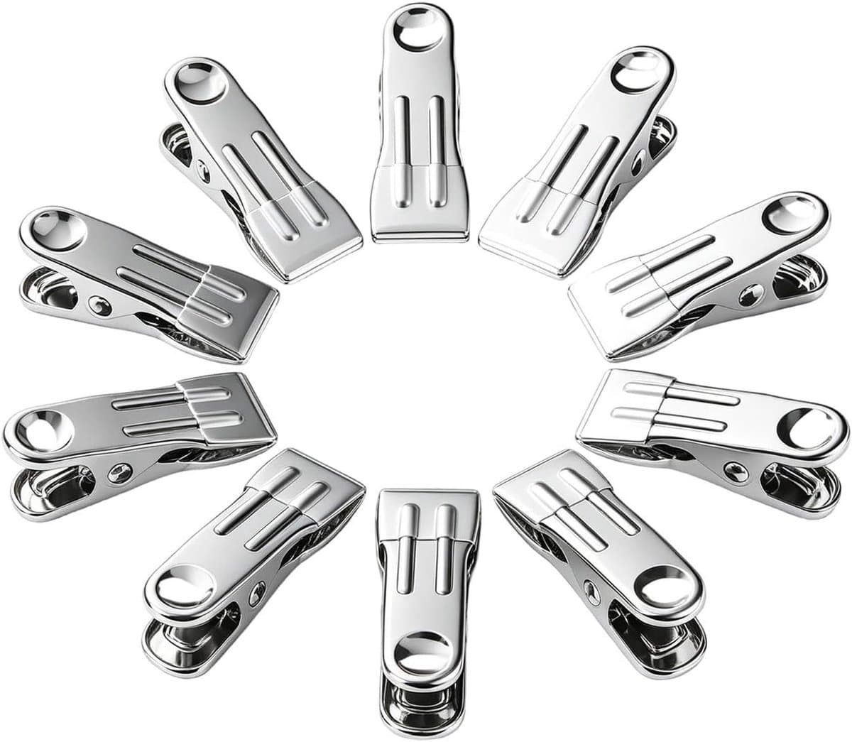Roestvrijstalen wasknijpers - Kledingclips - Wasgoed drogen - Weerbestendig - 8 stuks - Wit — afbeelding 1