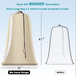 2 Stuks - Waszak - Stevige waszak - 70*100cm - Extra Grote Waspakzak Set - met Trekkoordsluiting - Slijtvaste Polyester Nylon Waszak - Grote Draagbare Veenwaskisthoes Waszakken - voor Studentenkamer Opbergen en Reizen — thumbnail 2