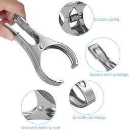 Wasknijpers, Roestvrij Stalen Clips, 12cm Lange Strandhanddoekenklemmen voor Wasgoed, Strandhanddoek, Badhanddoek, Beddengoed, Tapijt en Dikke Kleding — thumbnail 5
