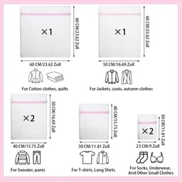 Wasnet voor wasmachine, waszak met ritssluiting, herbruikbaar, voor ondergoed, sokken, babykleding, 5 maten — thumbnail 4