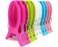 10 stuks extra grote strandhanddoekclips badhanddoekharingen sterke winddichte strandhanddoekharingen met heldere kleur kunststof wasknijpers clips voor ligbedden, ligstoelen, zwembadstoelen, wasgoed en meer