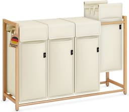 JCP® Wasmand - 200L - Wasmanden - Wasmand 4 Vakken - Beige - 54cm x 36cm x 83cm — thumbnail 1