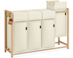 JCP® Wasmand - 200L - Wasmanden - Wasmand 4 Vakken - Beige - 54cm x 36cm x 83cm