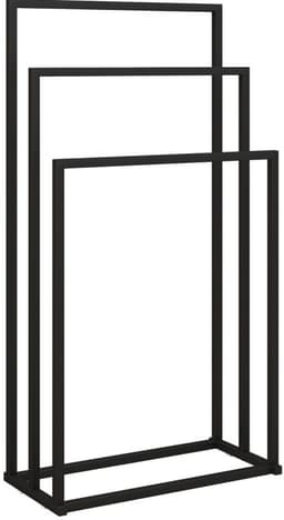 MEUNIQ staand handdoekrek 45 x 21,5 x 85 cm met 3 stangen, vrijstaand droogrek van staal voor badkamer, slaapkamer of wasruimte, zwart — thumbnail 4