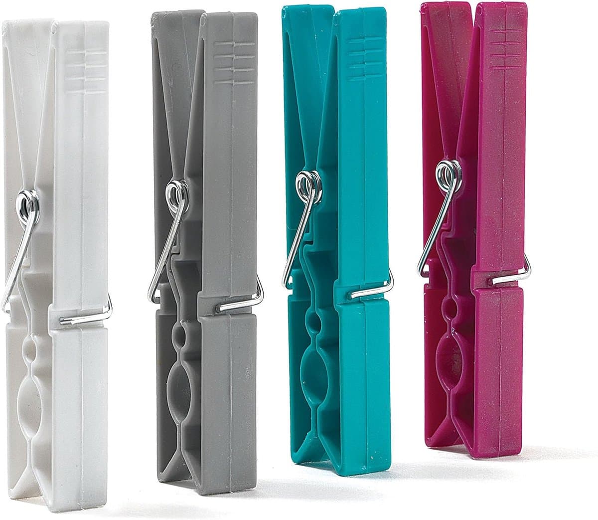 Wasknijpers voor waslijn, voor wasdrogers en draden, gaten in twee maten, 12 grote wasknijpers, 1,1 x 2,2 x 9 cm, mix in 4 kleuren — afbeelding 1