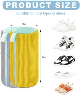 Wasmachine 2 Delen (grijs/Geel), Herbruikbare Sneaker Waszak met rits voor het wassen van schoenen, waszak Mesh schoenen — thumbnail 3