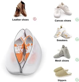 2 Stuks Waszak voor Schoenen in Wasmachine, Herbruikbaar Wasnet met Ritssluiting voor Beha, Sokken, Sneakers, Wasgoed en Reizen — thumbnail 3