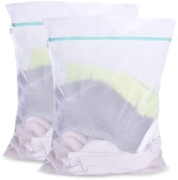 Waszakken 60 x 80 cm 2 Stuks Mesh Waszakjes Herbruikbaar Wasmachine Tas Wasnetten met Rits voor Ondergoed Trui Jurk Blouse Sokken Vuile Kleren College Slaapzaal Reisorganisator — thumbnail 1