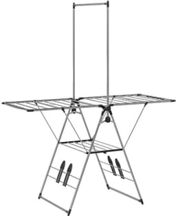 MEUNIQ droogrek staand opvouwbaar 156,5 x 68 x 192 cm met verstelbare vleugels, 4 schoenhouders, meerlaagse droogruimte, RVS, zilver — thumbnail 5