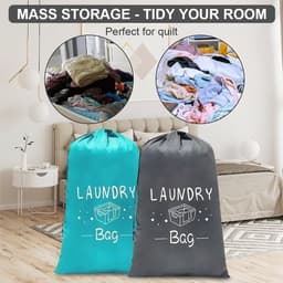 Grote Vouwbare Waszakken van 120L met Trekkoord voor Vuile Kleding - Ideaal voor Reis, Badkamer en Slaapkamer (61×91cm) — thumbnail 3