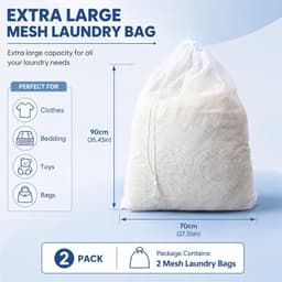 2 stuks waszakken 70 x 90 cm wasnet XXL met trekkoord waszak groot - Voor wasmachine - herbruikbaar - beschermt kleding - voor beddengoed - jassen - slaapzakken - pluche dieren — thumbnail 2