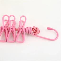 Waslijn met Clips - Draagbare Droger - Was Drogen - 12 Geïntegreerde Clips - 1 meter - Roze — thumbnail 4