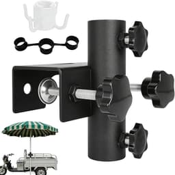 Parasolhouder voor balkon - Zwart - Ø 25-36 mm - Stalen Balkonparasolhouder - Voor Balkon en Terras — thumbnail 1