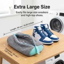 Waszak voor sneakers en tennisschoenen, herbruikbaar wasnet met ritssluiting, 39 x 19 cm, ideaal voor delicate was en bescherming in de wasmachine, 2 stuks — thumbnail 5