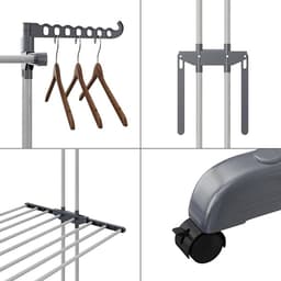 Torendroogrek 3 Etages met 6 Inklapbare Vleugels – Uitschuifbaar Wasrek 66-130 cm – Groot Opvouwbaar Droogrek voor Kleding – Ruimtebesparend & Draagbaar – Voor Binnen, Buiten, Balkon & Grote Gezinnen — thumbnail 5