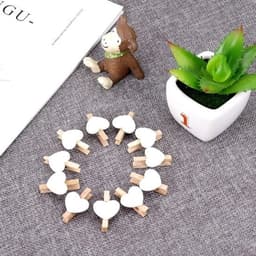100 Houten Hartvormige Fotoklemmetjes met 30m Touw voor Kaarten, Decoratie en Knutselen — thumbnail 2