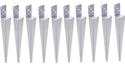 Aqbau® Set van 10 grondhulzen, paaldragers om in te slaan, L inslaghuls, thermisch verzinkt, bodemhulzen voor houten palen, inslaghuls l vorm 60 x 600 mm — thumbnail 1