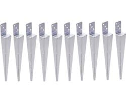 Aqbau® Set van 10 grondhulzen, paaldragers om in te slaan, L inslaghuls, thermisch verzinkt, bodemhulzen voor houten palen, inslaghuls l vorm 60 x 600 mm