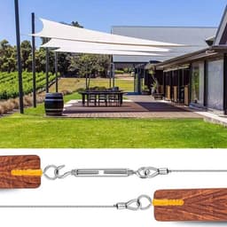 Namajunas – 56-delige staalkabelset – roestvrijstalen kabel – waslijn – 30 meter/100 voet, met oogjes en M5-spanschroeven, geschikt voor kabelsystemen voor buitenverlichting, klimplanten, tuinen en waslijnen, evenals andere buiteninstallaties. — thumbnail 2