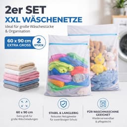 Thijox - 2 x XXL Premium Wasnet 60 x 90 cm, Grote Waszak met Ritssluiting, Ideaal voor Wasmachine, Diverse Maten, Duurzaam en Betrouwbaar, Voor Kledin — thumbnail 2