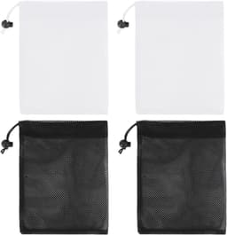 Thijox - 4 stuks Nettassen met Trekkoord 40 x 35 cm - Mesh Opbergzakken voor Kleding, Strand, Speelgoed - Handige Nethandtassen voor Kinderen - Zwart — thumbnail 1