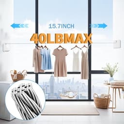 Intrekbare waslijn - Kledinglijn binnen - Kleding drogen - Niet-doorhangend ontwerp - 4 meter - Wit — thumbnail 3