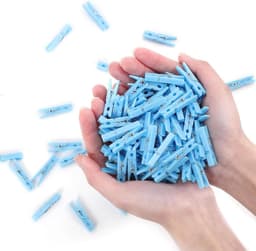 Kunststof Wasknijpers - Mini Clips - Feestdecoratie - Roestvrijstalen veer - 100 stuks - Blauw — thumbnail 1