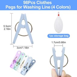 Sterke 98-delige wasknijpers voor waslijn - Plastic knijpers voor buiten, tuin, badkamer en keuken - Antislip en in 4 kleuren — thumbnail 5