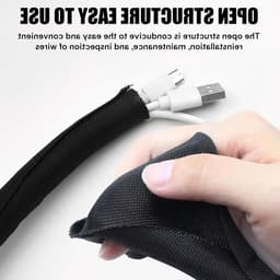 Verlengbare Gevlochten Kabelbescherming, 3m - 12.7mm Kabelhoes voor Kantoor, Kabelbeheer en Bescherming tegen Slijtage, Zwart — thumbnail 4