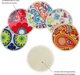 PINOWU Voedingspads - 10 wasbare pads + natte tas + waszak, borstvoeding tepelkussentjes (groot 11,9 cm) — thumbnail 5