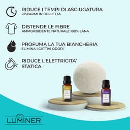 SnelShoppen - 6 LUMINER® Drogerballen, Kreukvrije Wol, Geurdispenser met Etherische Oliën van Lavendel en Theeboom voor Frisse Was, Ideaal voor Droger — thumbnail 2