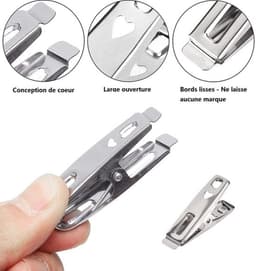 Wasknijpers 60 Stuks - Roestvrij Stalen Wasknijpers - Kleine Wasknijpers - Multifunctionele Kledingclips - Voedselklemmen - Zilverkleurig — thumbnail 2