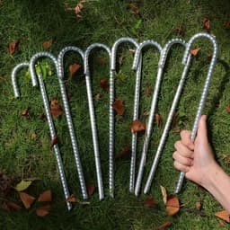 Zware J-Haak Grondankers 30cm - 10 Stuks Roestvrij Stalen Grondsteken voor Tent, Tuin en Camping — thumbnail 2