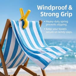 Grote wasknijpers set van 8, kleurrijke handdoekklemmen voor strandstoelen, winddichte clips voor handdoeken en kleding, stabiele klemmen in 4 kleuren — thumbnail 4
