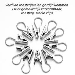 100 stuks - Metalen gordijnclips - Gordijnhaken - Gordijnaccessoires - Metalen douchegordijnhaken - Zilver — thumbnail 3