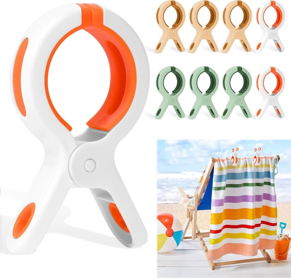 Strandhanddoekclips - 9 stuks - Grote Wasknijper - Quiltclips - Wasknijpers - Grote Knijpers - Handdoekknijpers - Strandlaken Knijpers - Handdoek Klemmen - Strandlakenclip voor strandstoel - Winddicht - Voor badhanddoek, beddengoed en kleding — afbeelding 1