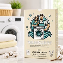 Washgiant Wasstrips Neutral Essence – Parfumvrij Wasmiddel – Wasmiddeldoekjes – Microplasticvrij – 44 Wasbeurten — thumbnail 1