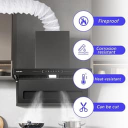 PromoHome Ontluchtingsslang 125 mm - 4,2 m Flexibele Aluminium/PVC Wasdroger Luchtkanaal met 2 Klemmen en 5 m Aluminiumtape - Ventilatieslang voor Airco, Afzuigkap en HVAC - Wit — thumbnail 4