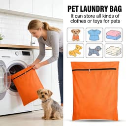 Waszak voor huisdieren- 2 stuks waszakken van twill polyester -Waszak voor huisdieren - Groot, duurzaam met ritssluiting - Sneldrogende waszak voor honden, katten, konijnen en cavia's - Voorkomt verstopping door haar - Oranje - 70x60 cm — thumbnail 3