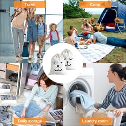 SnelShoppen - 2 Stuks Wasbare Grote Katoenen Trekkoord Tas Speelgoed | 50x60cm Herbruikbare Waszak Voor Kleding, Speelgoed, Camping, Kinderen, Tuin, K — thumbnail 4