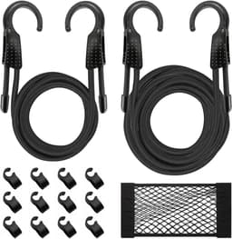SnelShoppen - Pack van 2 Tension Rubber Hooks 1.5/3 m Elastische Expander met Dubbele Haak voor Zonnezeil, Fiets, Dekzeil en Waslijn met Winddichte Ge — thumbnail 1