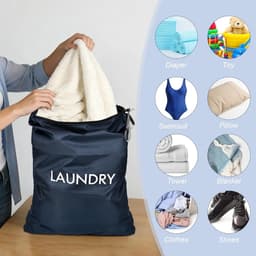 Waterdichte Waszakken Set van 2, Opvouwbare Oxford Katoenen Waszakken voor Thuis, Reizen en Kamperen met Rits en 2 Maten — thumbnail 3