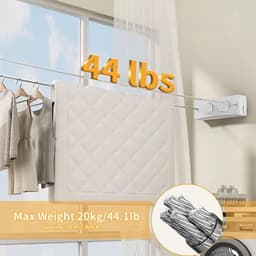 Verstelbare Ingebouwde Waslijn voor Binnen, Dubbele Lijn, RVS, 2 x 5.1 m, Ruimtebesparend en Discreet — thumbnail 5